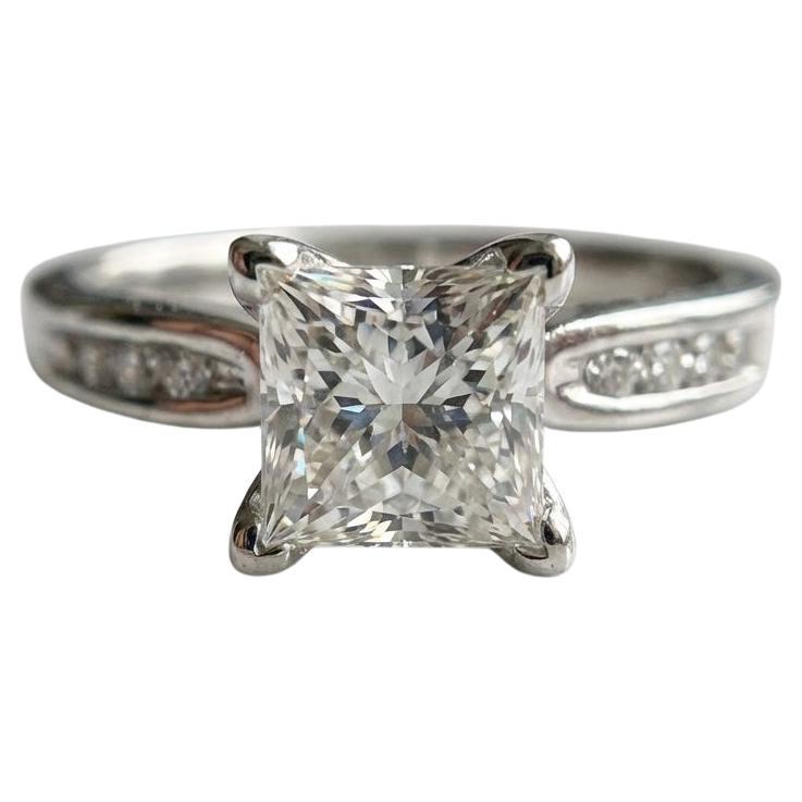 Anello di fidanzamento con diamante taglio principessa Leo da 0,95 carati certificato GSI in bianco 14k G