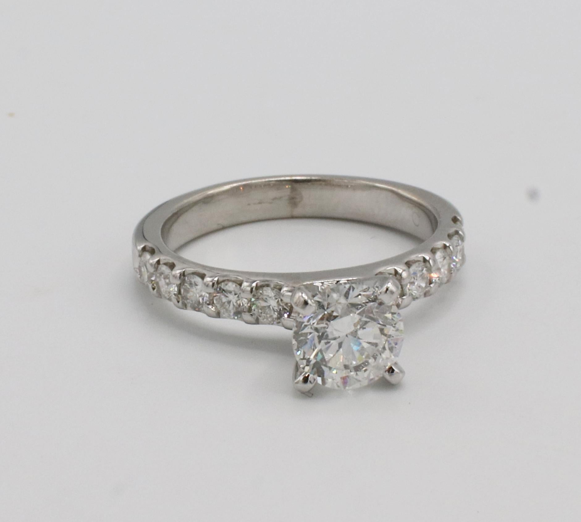 Verlobungsring, GSI-zertifizierter 1,00 Karat F I1 runder Diamant Weißgold Solitär (Rundschliff)