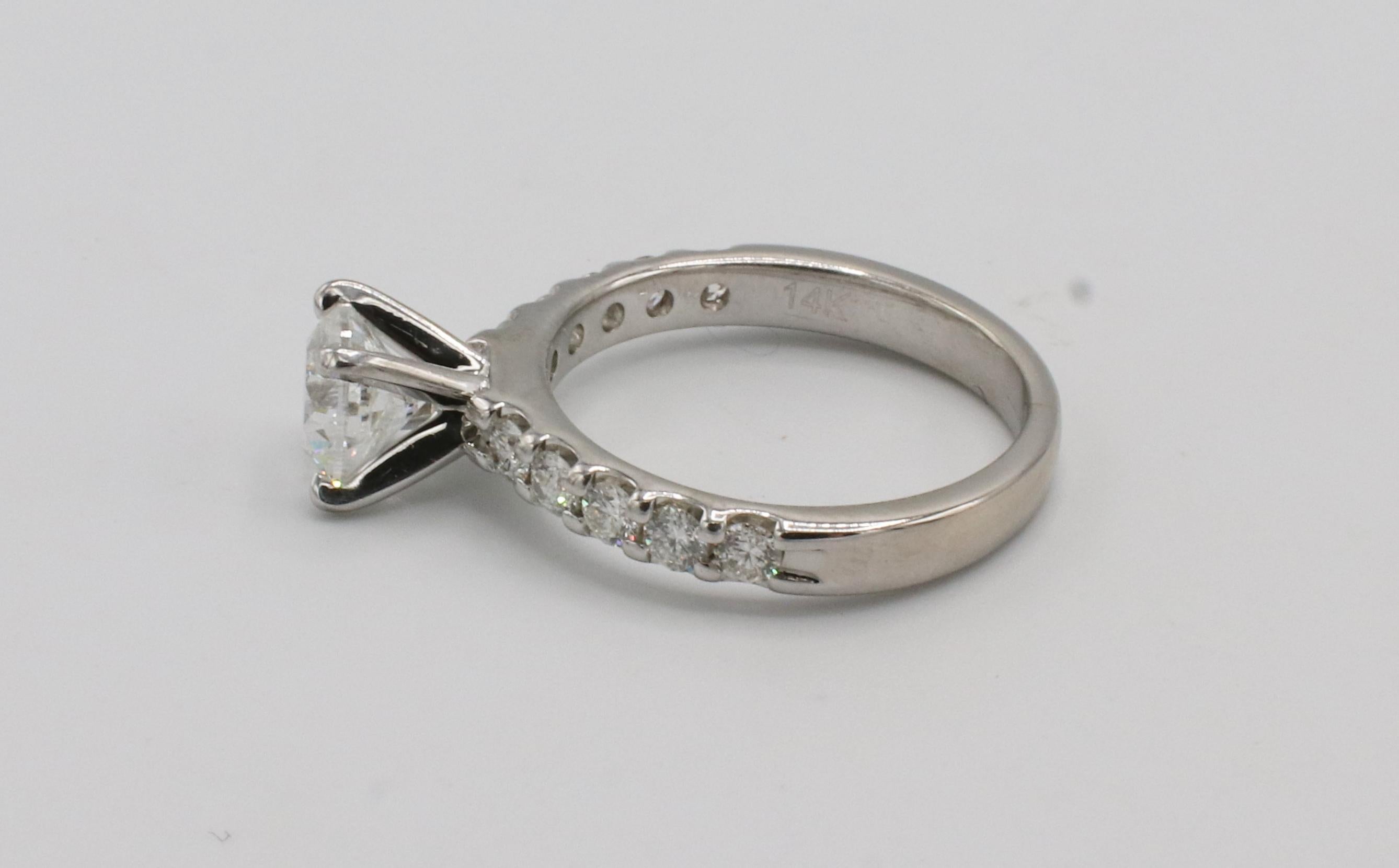 Verlobungsring, GSI-zertifizierter 1,00 Karat F I1 runder Diamant Weißgold Solitär im Zustand „Hervorragend“ in  Baltimore, MD
