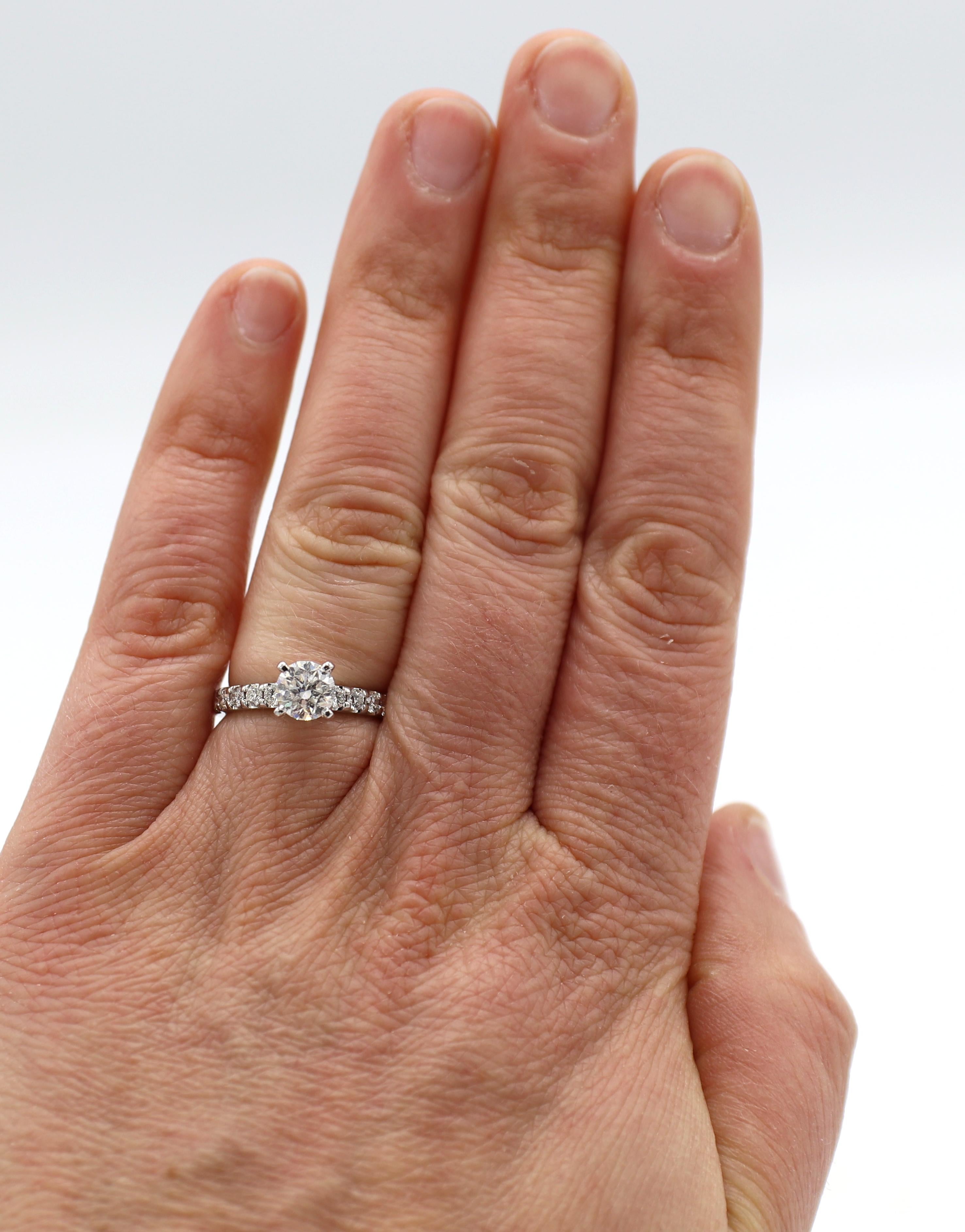 Verlobungsring, GSI-zertifizierter 1,00 Karat F I1 runder Diamant Weißgold Solitär 1
