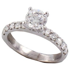 Anello di fidanzamento solitario in oro bianco con diamante rotondo certificato GSI da 1,00 carati F I1