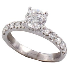 GSI Certified 1.00 Carat F I1 Round Diamond White Gold Solitaire Engagement Ring