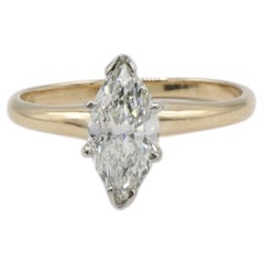GSI Certified 1.00 Carat H SI2 Marquise Shape Natural Diamond Engagement Ring