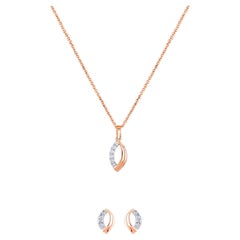 GSI Certified 14K Gold 0.2ct Natural Diamond F-VS Necklace Earrings Set