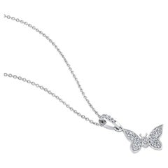 GSI Certified 14k Gold 0.34ct Natural Diamond F-VS White Butterfly Necklace