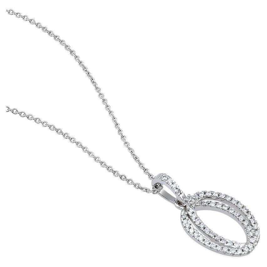 GSI Certified 14K Gold 0.3ct Natural Diamond F-VS 2 Oval Pendant Necklace