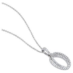 GSI Certified 14K Gold 0.3ct Natural Diamond F-VS 2 Oval Pendant Necklace