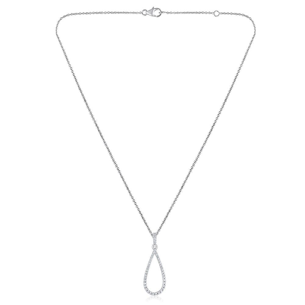 Contemporary GSI Certified 14k Gold 0.3ct Natural Diamond F-VS Teardrop Charm Necklace For Sale