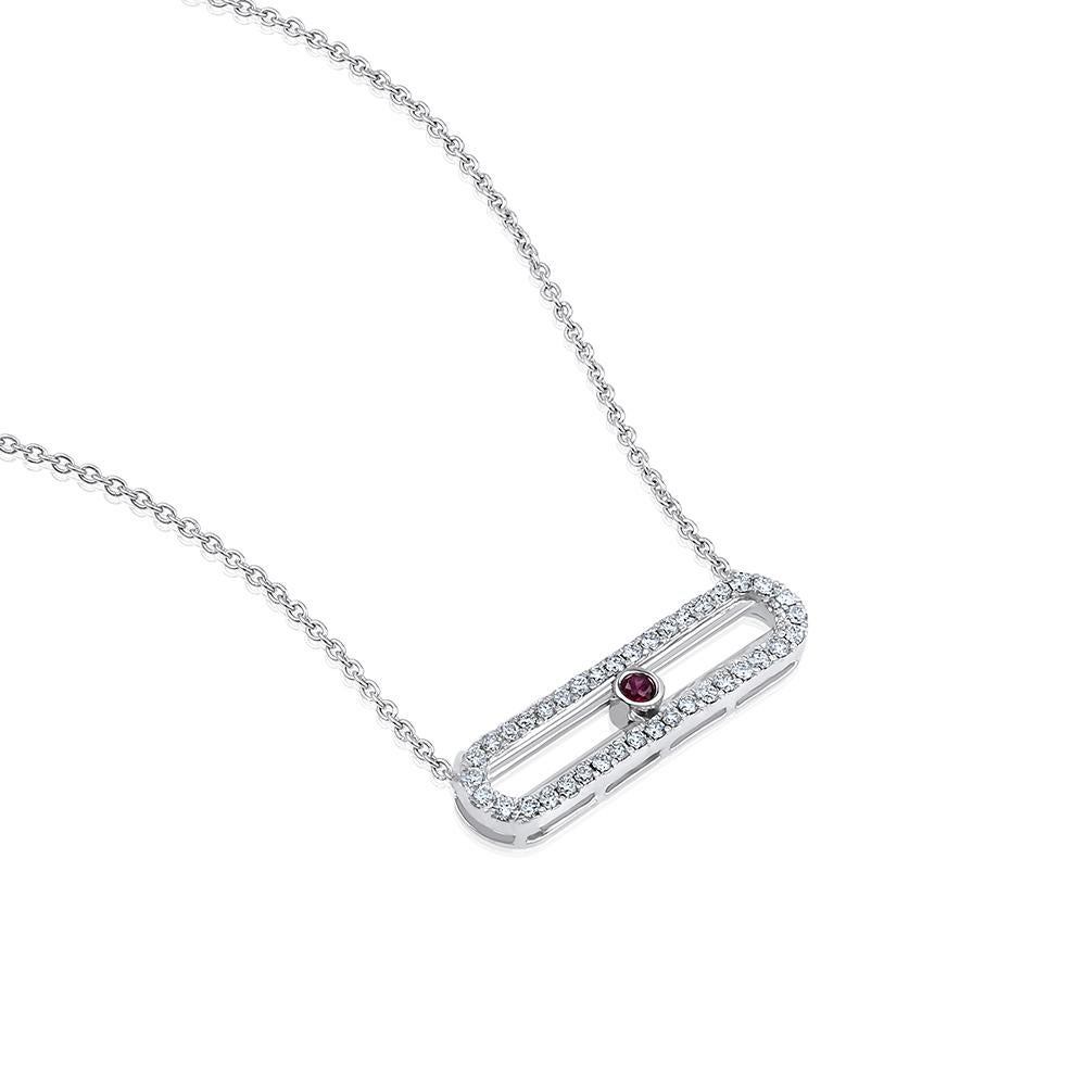 Crafted in 3.76 grams of 14-karat White Gold, contains 38 Stones of Round Diamonds with a total of 0.31-Carats in F-G Color and VS-SI Clarity with 1 CZ Red Stone.

CONTEMPORARY AND TIMELESS ESSENCE: Crafted in 14-karat/18-karat with 100% natural