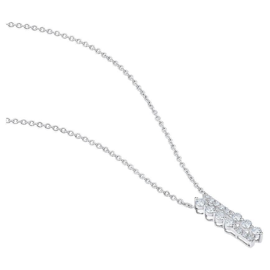 GSI Certified 14k Gold 0.44ct Natural Diamond F-VS White Double Bar Necklace For Sale