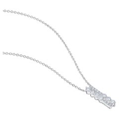 GSI Certified 14k Gold 0.44ct Natural Diamond F-VS White Double Bar Necklace