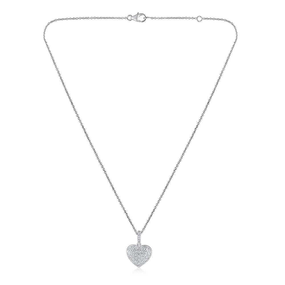 Contemporary GSI Certified 14k Gold 0.4 Carat Natural Diamond F-VS Heart Charm Necklace For Sale