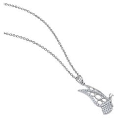 GSI Certified 14k Gold 0.4 Carat Natural Diamond F-VVS Butterfly Charm Necklace