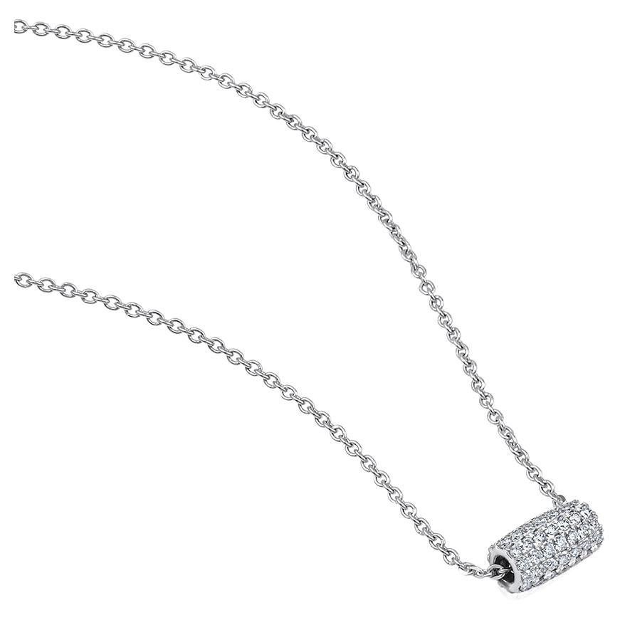 GSI Certified 14k Gold 0.5 Carat Natural Diamond E-VS Roller Charm Necklace For Sale
