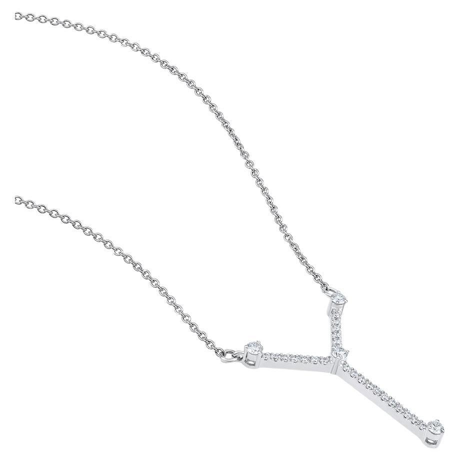 0.33 Carat Natural Diamond Clover Pendant Necklace 14 Karat White Gold  Chain For Sale at 1stDibs