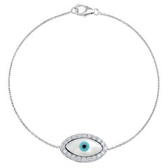 GSI-zertifiziertes 14K Gold 0,5 Karat natürliches Diamant-Armband F-VS Blau Evil-Eye