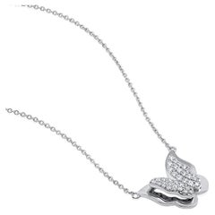 Collier papillon blanc G-VS en or 14 carats avec diamants naturels 0,5 carat certifiés GSI