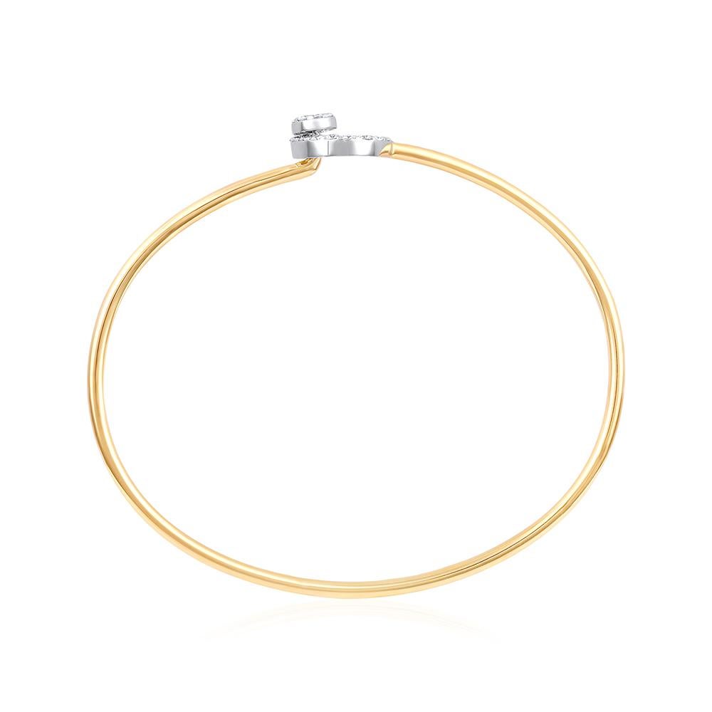 Contemporary GSI Certified 14k Gold 0.6 Carat Natural Diamond F-VS Circle Bangle Bracelet For Sale