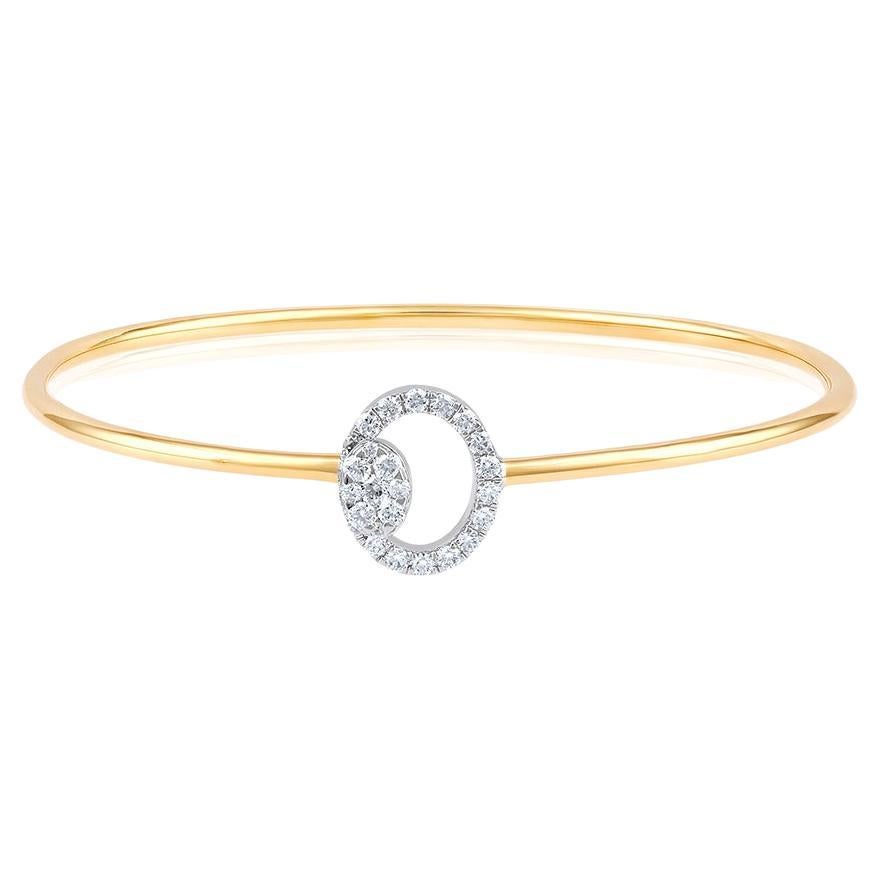 Bracelet jonc circulaire en or 14 carats avec diamants naturels de 0,6 carat certifiés GSI en vente