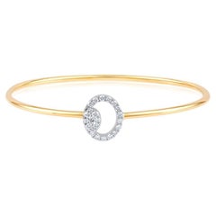 Bracelet jonc circulaire en or 14 carats avec diamants naturels de 0,6 carat certifiés GSI
