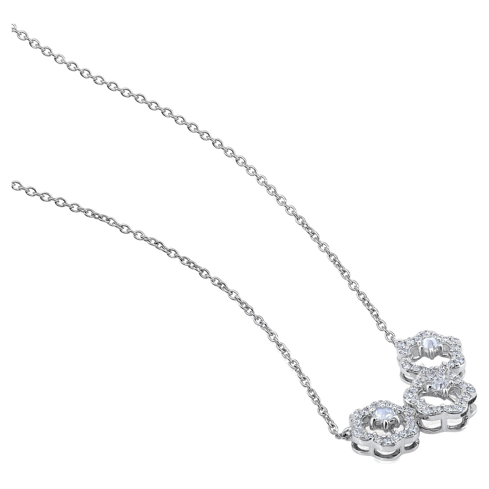 Coussin à 3 fleurs en or 14 carats avec diamants naturels certifiés GSI de 0,6 carat F-VVS