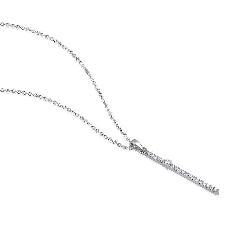 Contemporain GSI Certified 14K Gold .2ct Natural Diamond E-VS Line Stick Bar Y Drop Necklace en vente
