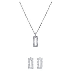 GSI Certified 14k Gold .3ct Natural Diamond F-VS Rectangle Necklace Earring Set