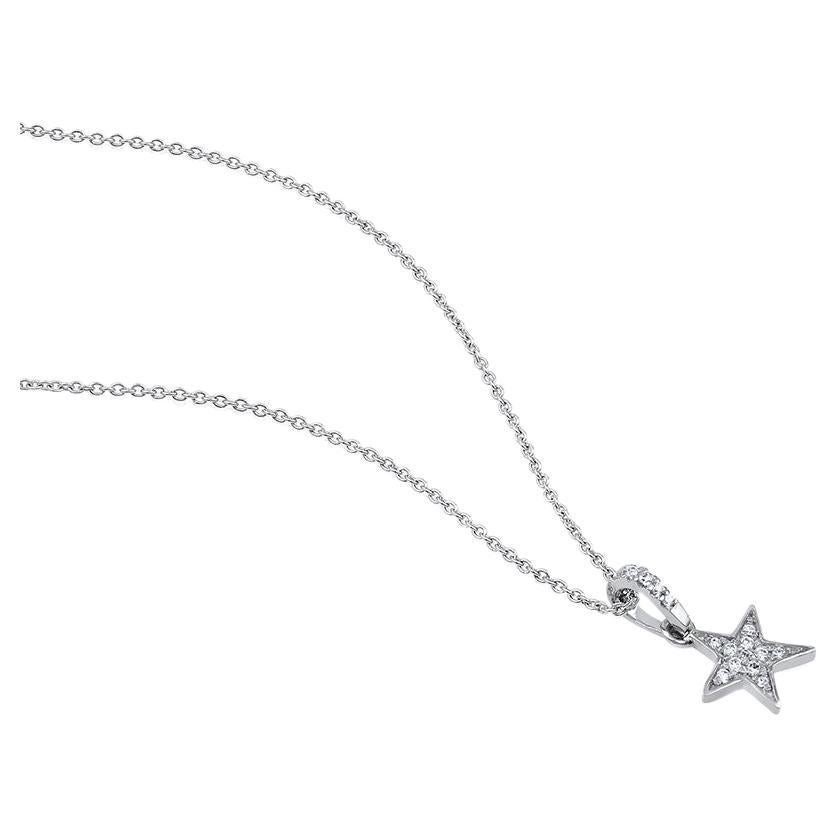 GSI Certified 14k Gold Certified Natural Diamond F-VVS Star Charm Necklace