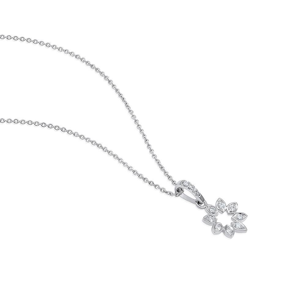 Contemporary GSI Certified 14k Gold Certified Natural Diamonds Sun Flower Charm Necklace For Sale