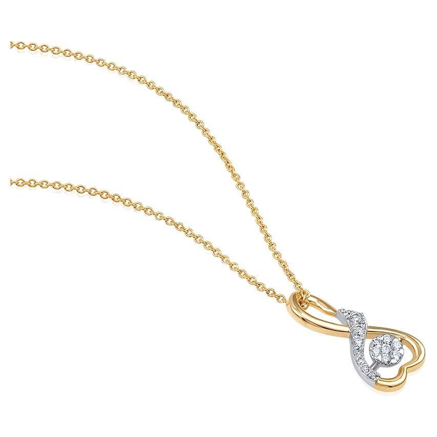 GSI Certified 14k Gold F-VVS Natural Diamond Infinite Love Heart Necklace For Sale