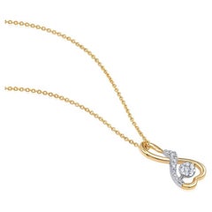 GSI Certified 14k Gold F-VVS Natural Diamond Infinite Love Heart Necklace