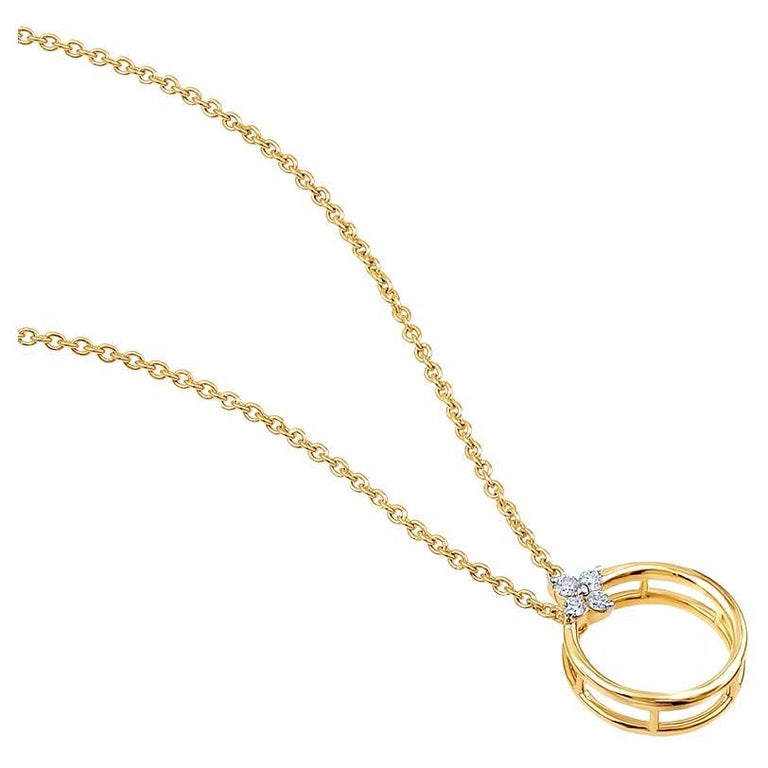 GSI Certified 14k Gold Natural Diamond E-VS Flower Ring Circle Necklace ...