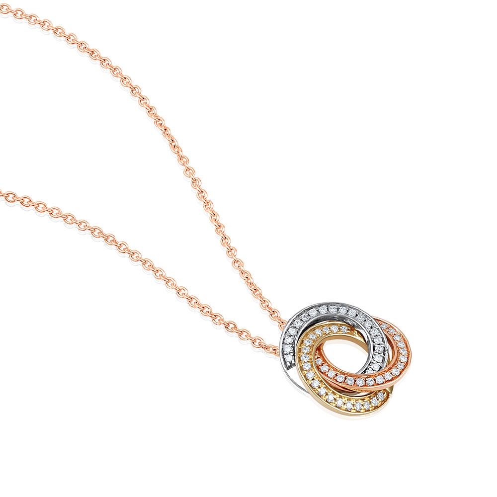 Crafted in 4.55 grams of 14-karat Rose Gold, contains 57 Stones of Round Diamonds with a total of 0.28-Carats in F-G Color and VS-SI Clarity. 

CONTEMPORARY AND TIMELESS ESSENCE: Crafted in 14-karat/18-karat with 100% natural diamond and designed