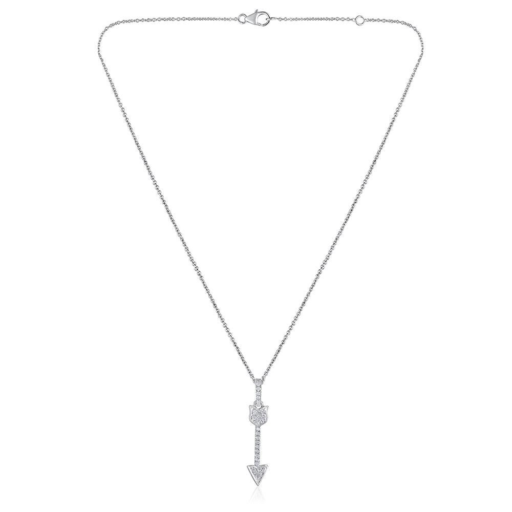 Contemporary GSI Certified 14k Gold Natural Diamond F-VS Arrow Charm Lariat Y Necklace For Sale