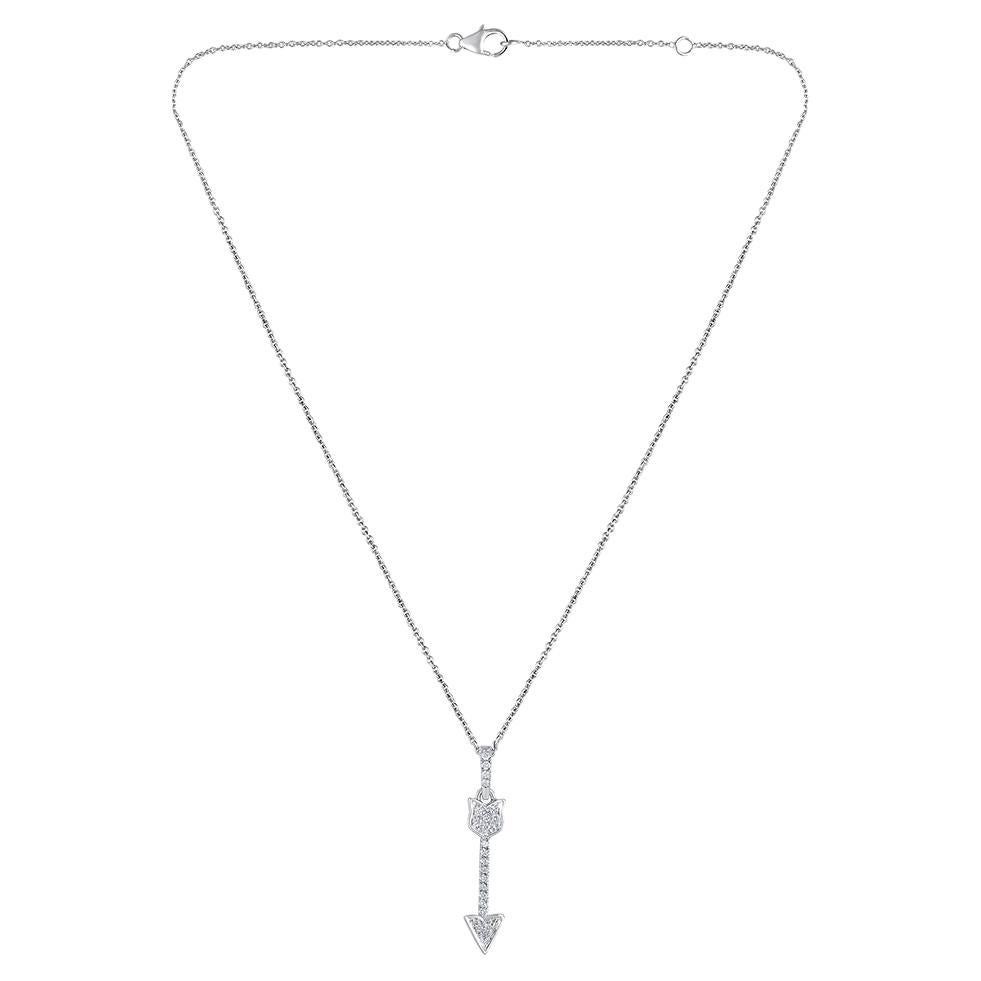 GSI Certified 14k Gold Natural Diamond F-VS Arrow Charm Lariat Y Necklace