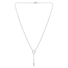 GSI Certified 14K Gold Natural Diamond F-VS Clover Y Drop Lariat Necklace