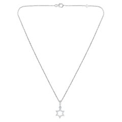 GSI Certified 14k Gold Natural Diamond G-VS White Small Star Charm Necklace