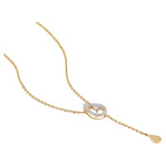 GSI Certified 14k Gold Natural Diamond Pear Lariat Y Drop Stackable Necklace