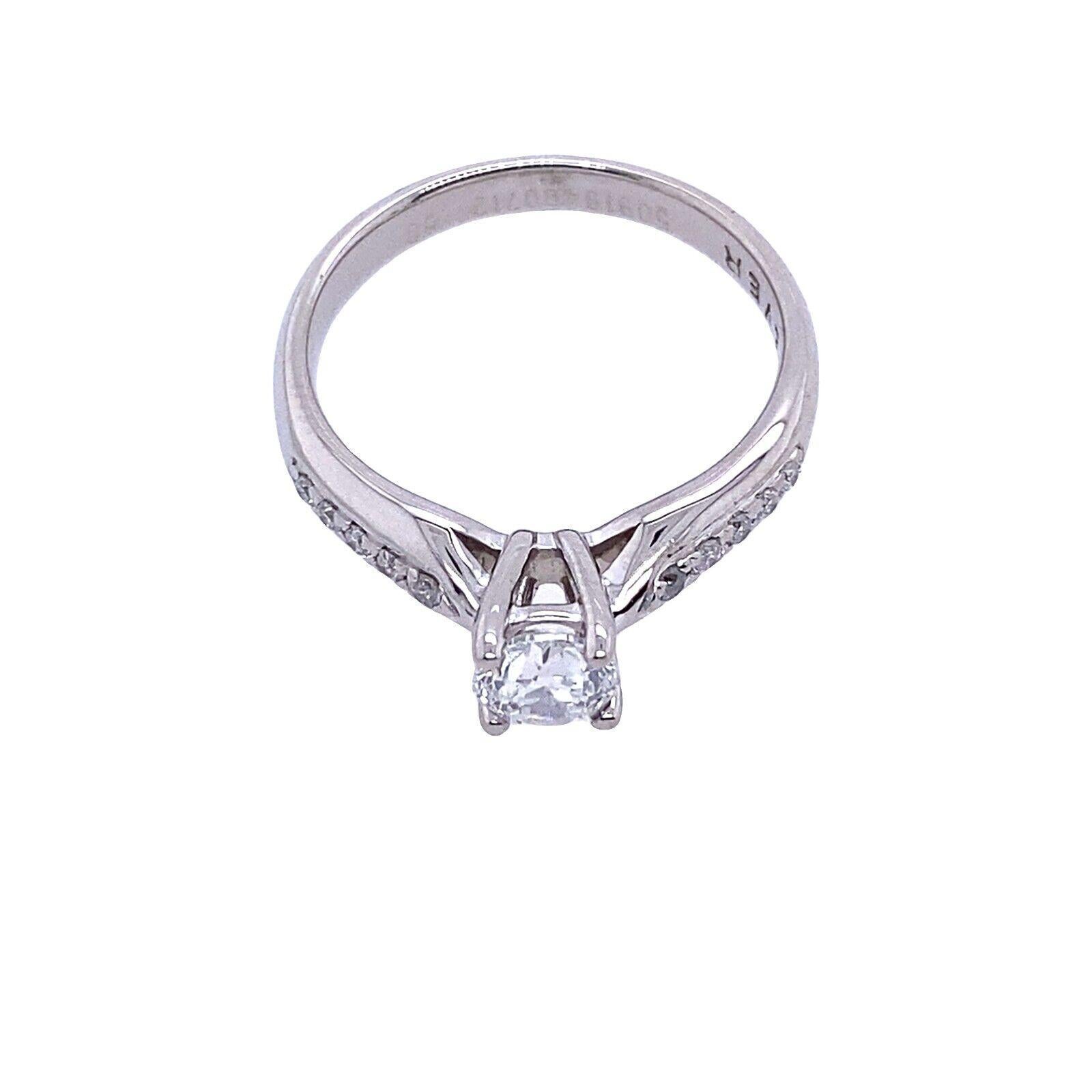 Round Cut GSI Certified Classic Solitaire 0.47ctF I1 Round Modified Brilliant Diamond Ring For Sale