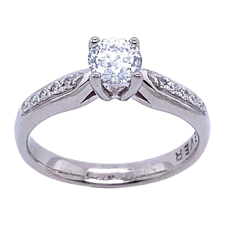 GSI Certified Classic Solitaire 0.47ctF I1 Round Modified Brilliante Diamond Ring