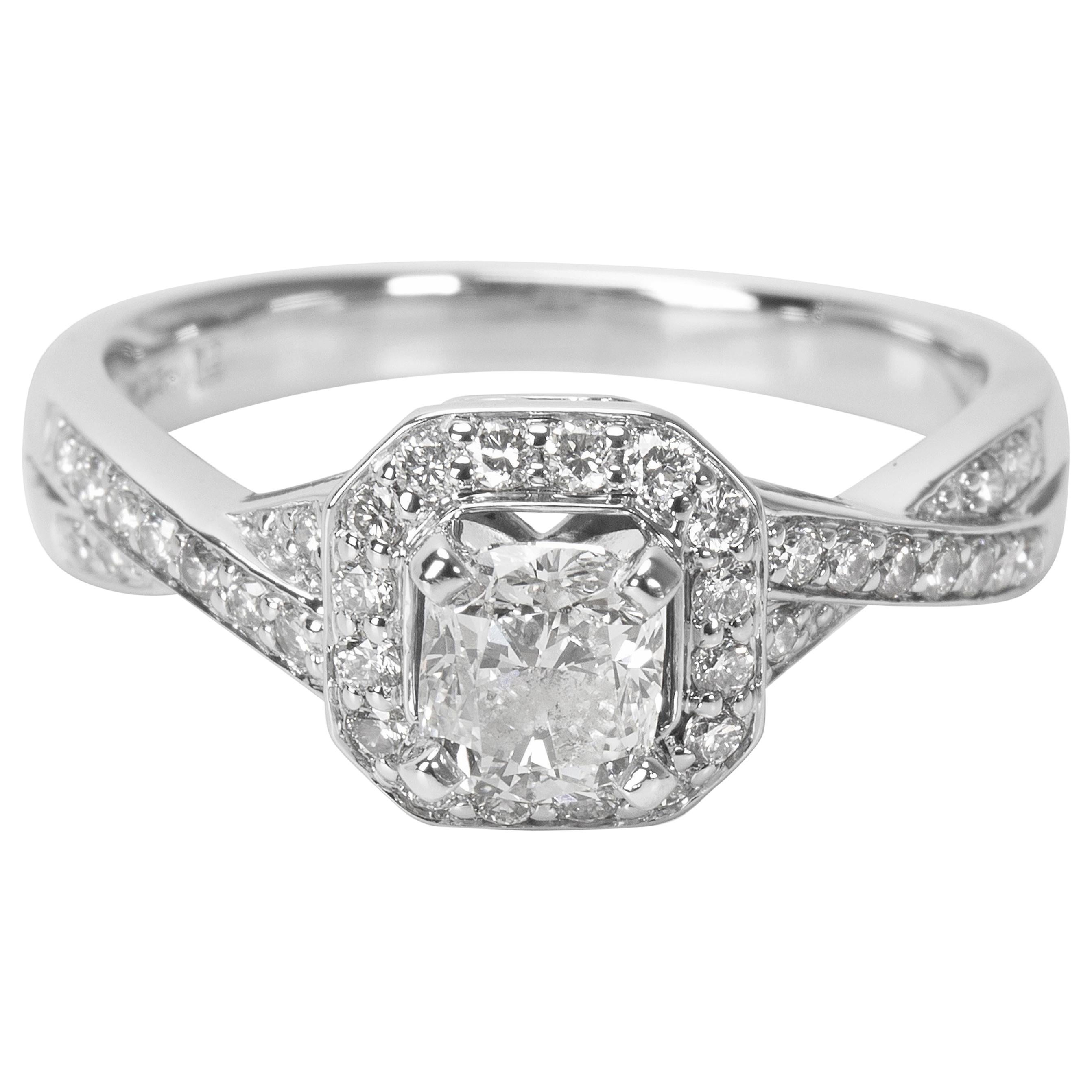 GSI Certified Cushion Diamond Engagement Ring in 14 Karat White Gold 1.00 Carat