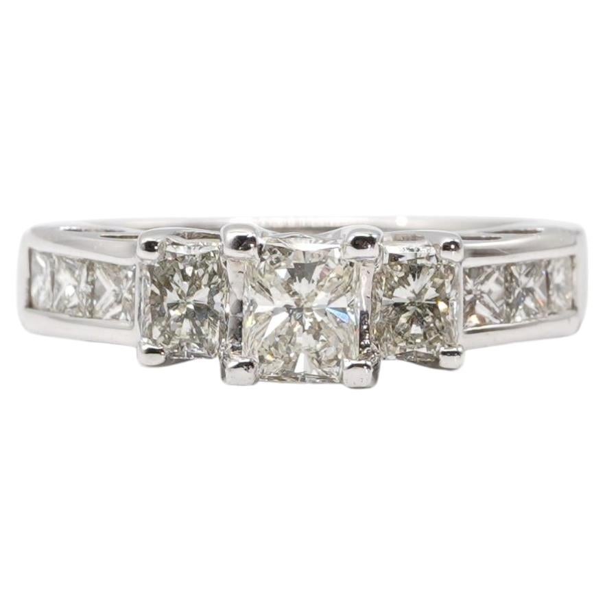 GSLA Certified 1.90 Carat Total Weight Three Stone Diamond Engagement Ring