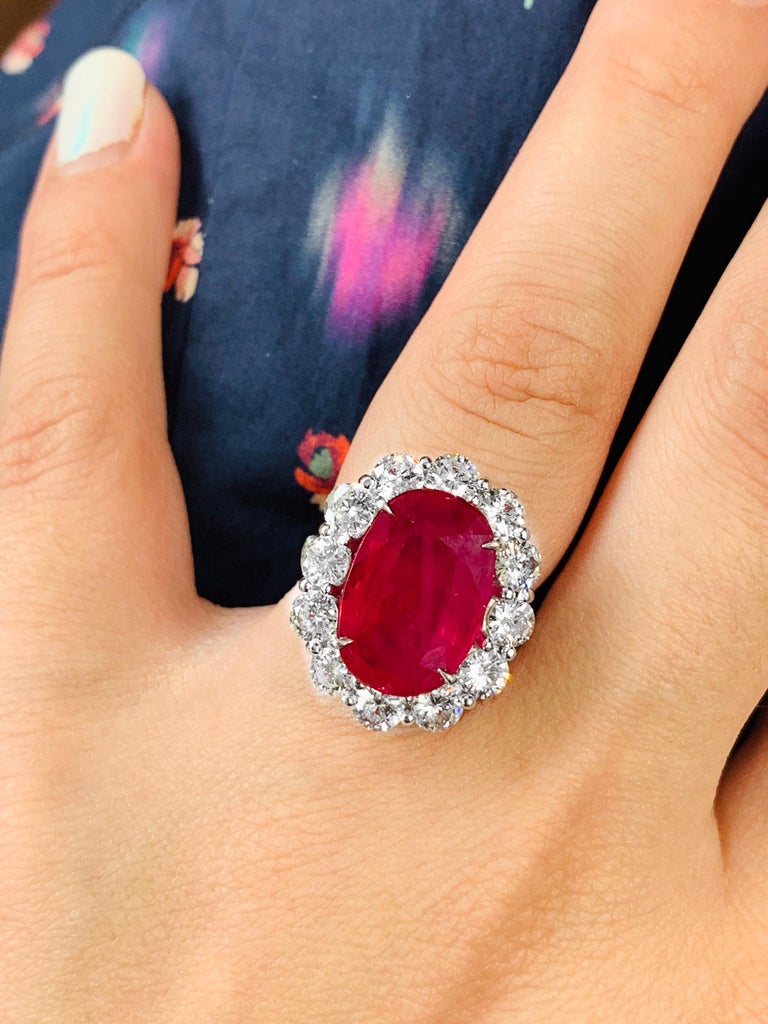 GSR Certified 8.50 Carat Ruby Diamond Ring For Sale 1