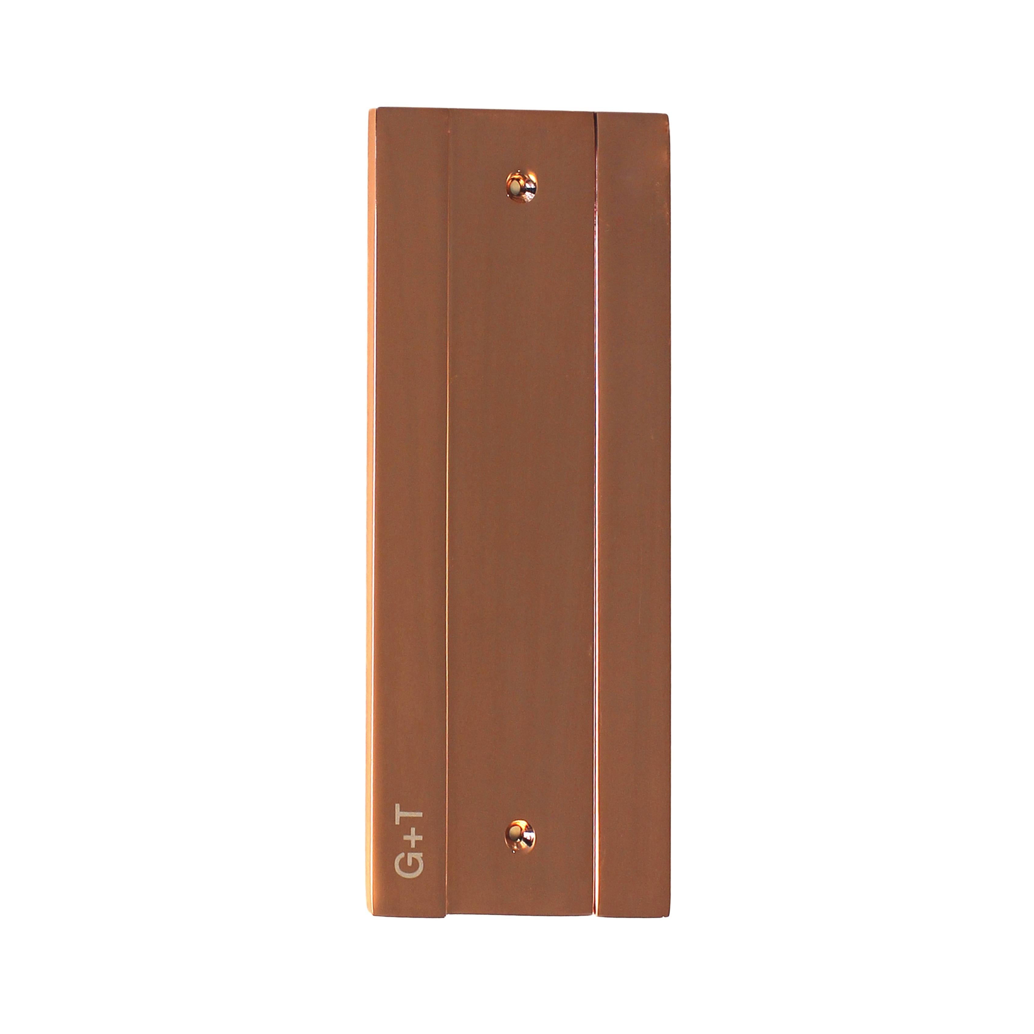 G+T Battery Accessory, Metal Plate for Wall in Polished Copper Bronze For Sale