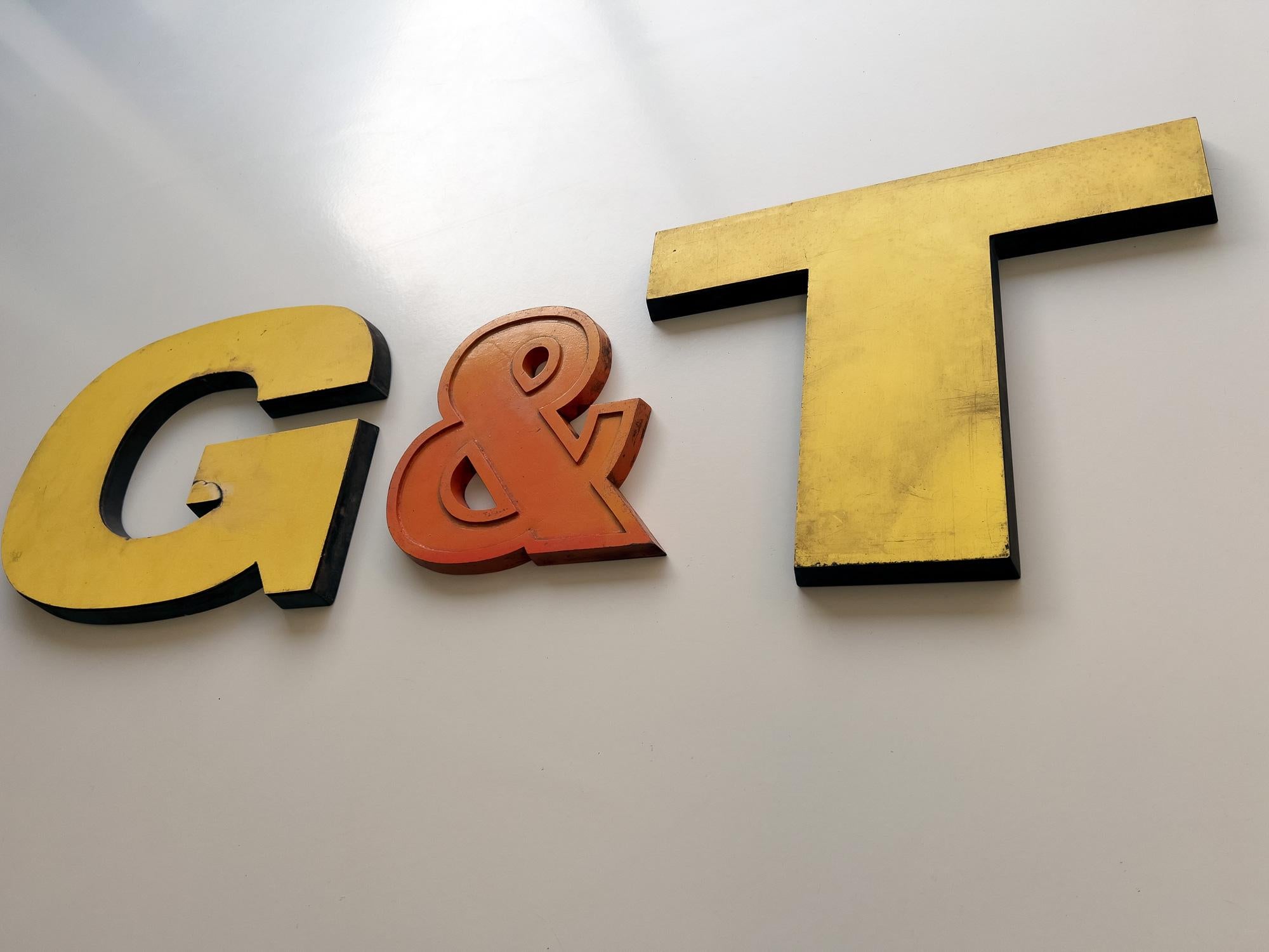 20th Century G&T Vintage Original Letters, Retro, Shop, Sign, Reclaimed, Signage For Sale