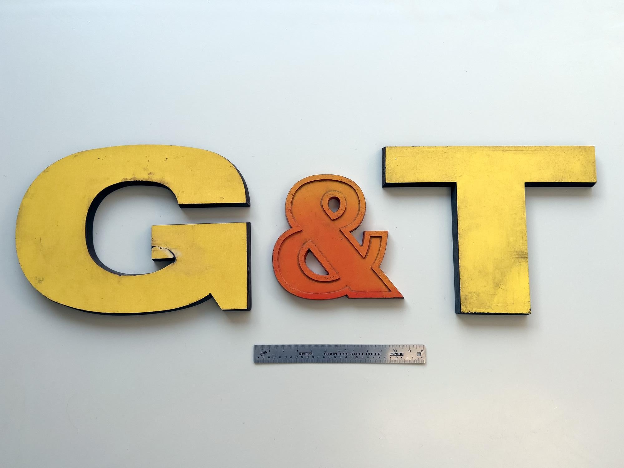 G&T Vintage Original Letters, Retro, Shop, Sign, Reclaimed, Signage For Sale 1