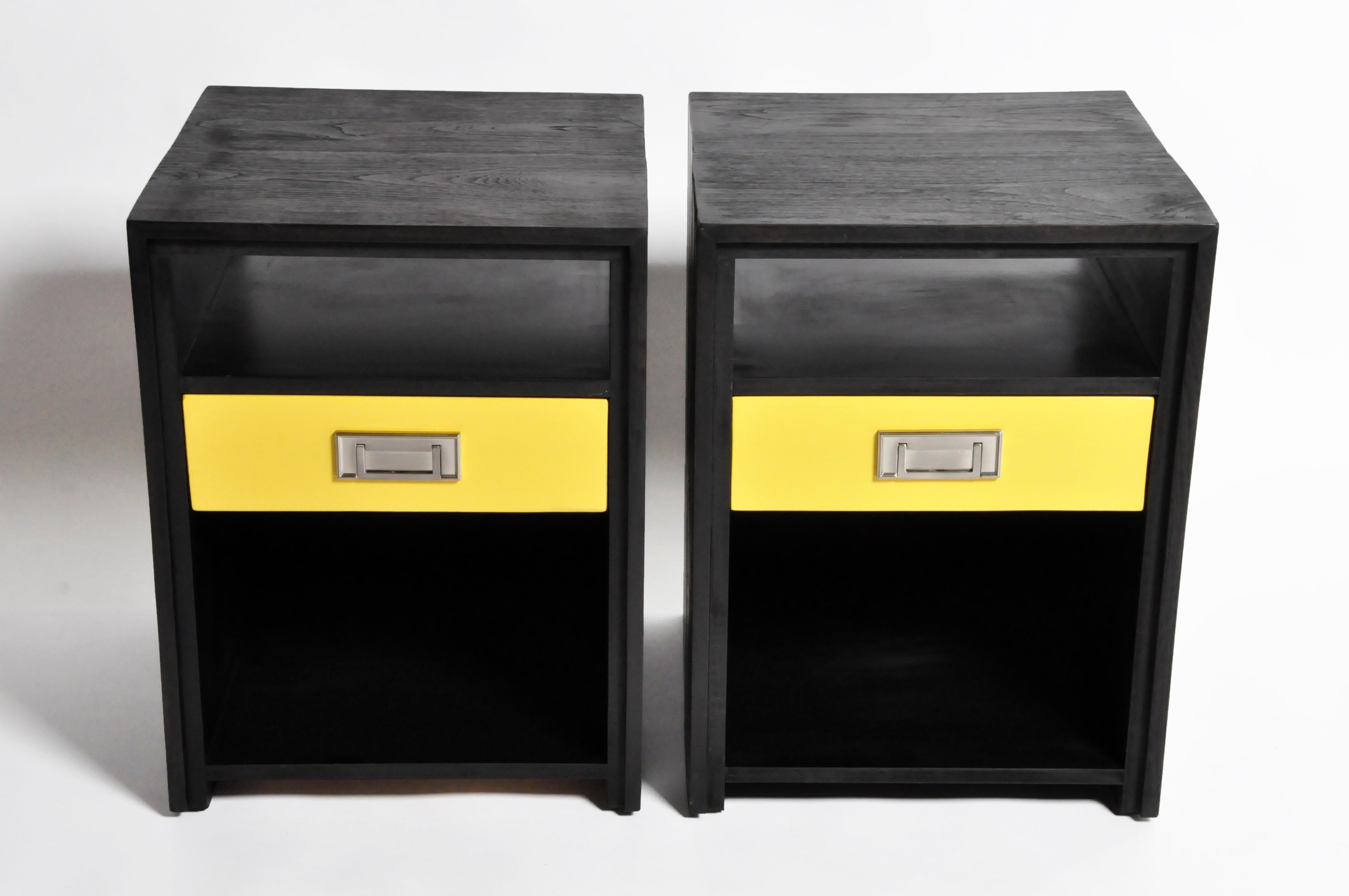 American GTC2 Pair of Campaign Bedside Chests by the Golden Triangle, Chicago