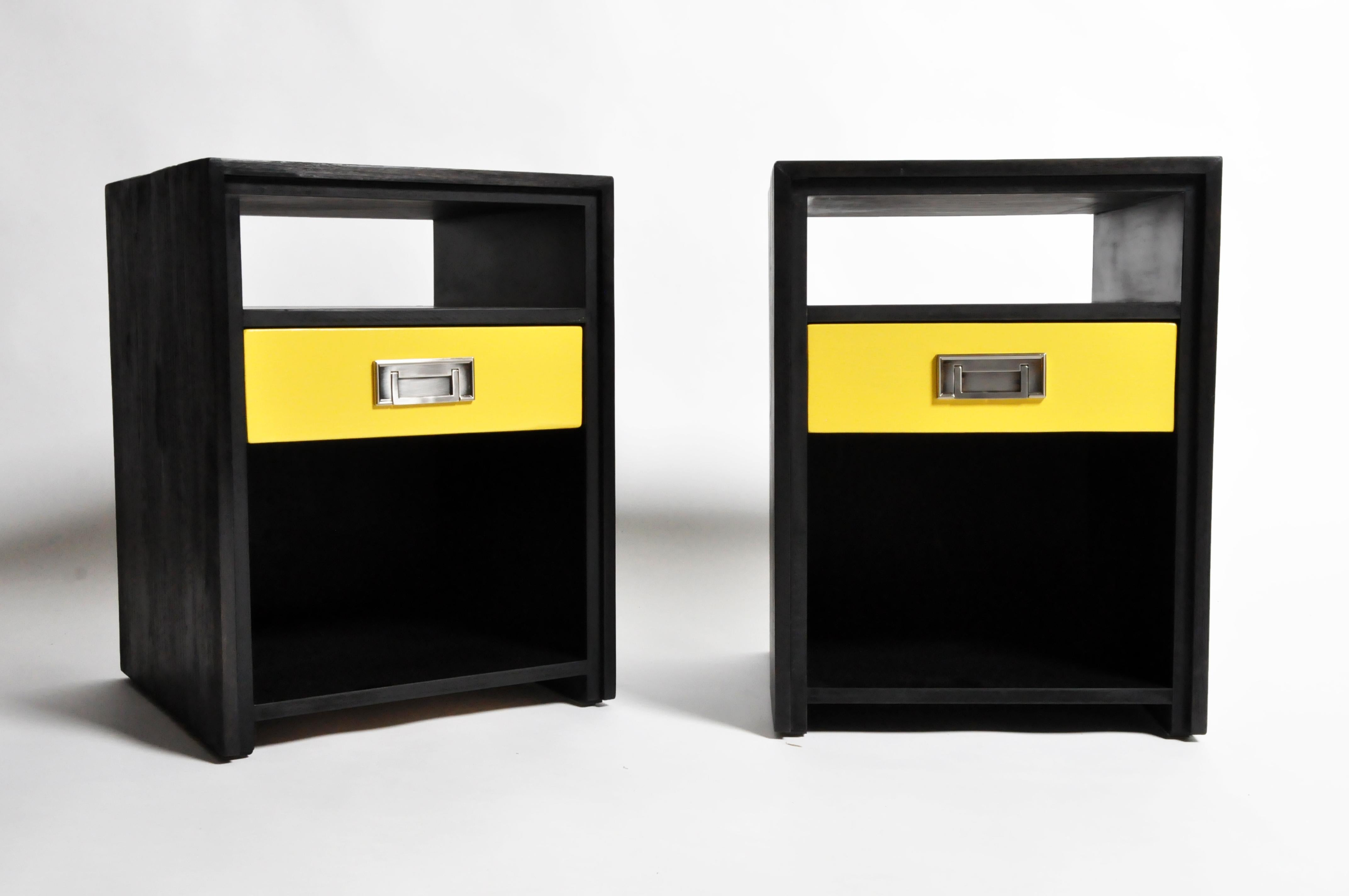 GTC2 Pair of Campaign Bedside Chests by the Golden Triangle, Chicago 1