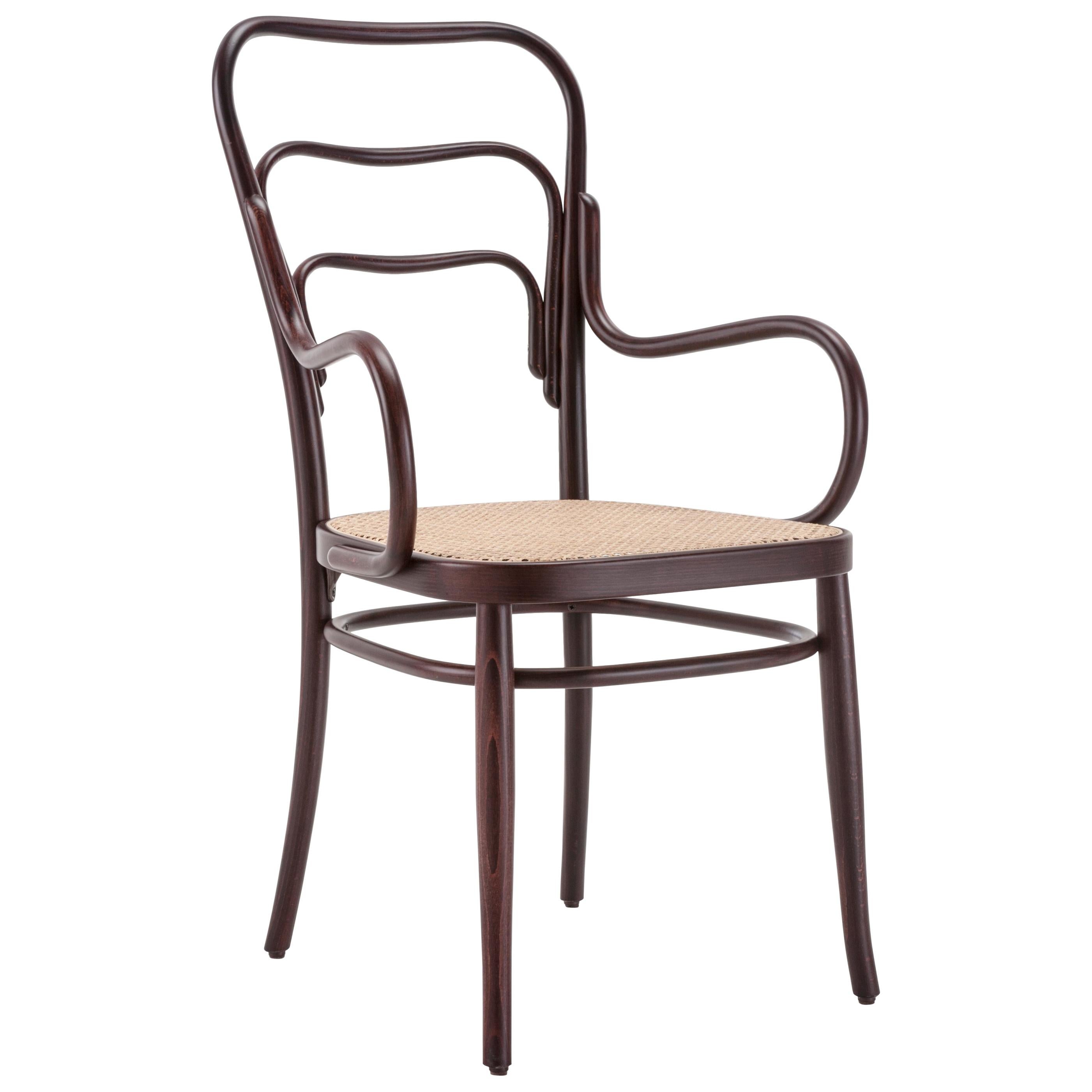 Gebrüder Thonet Vienna GmbH 144 Armchair in Walnut with Cane Seat For Sale
