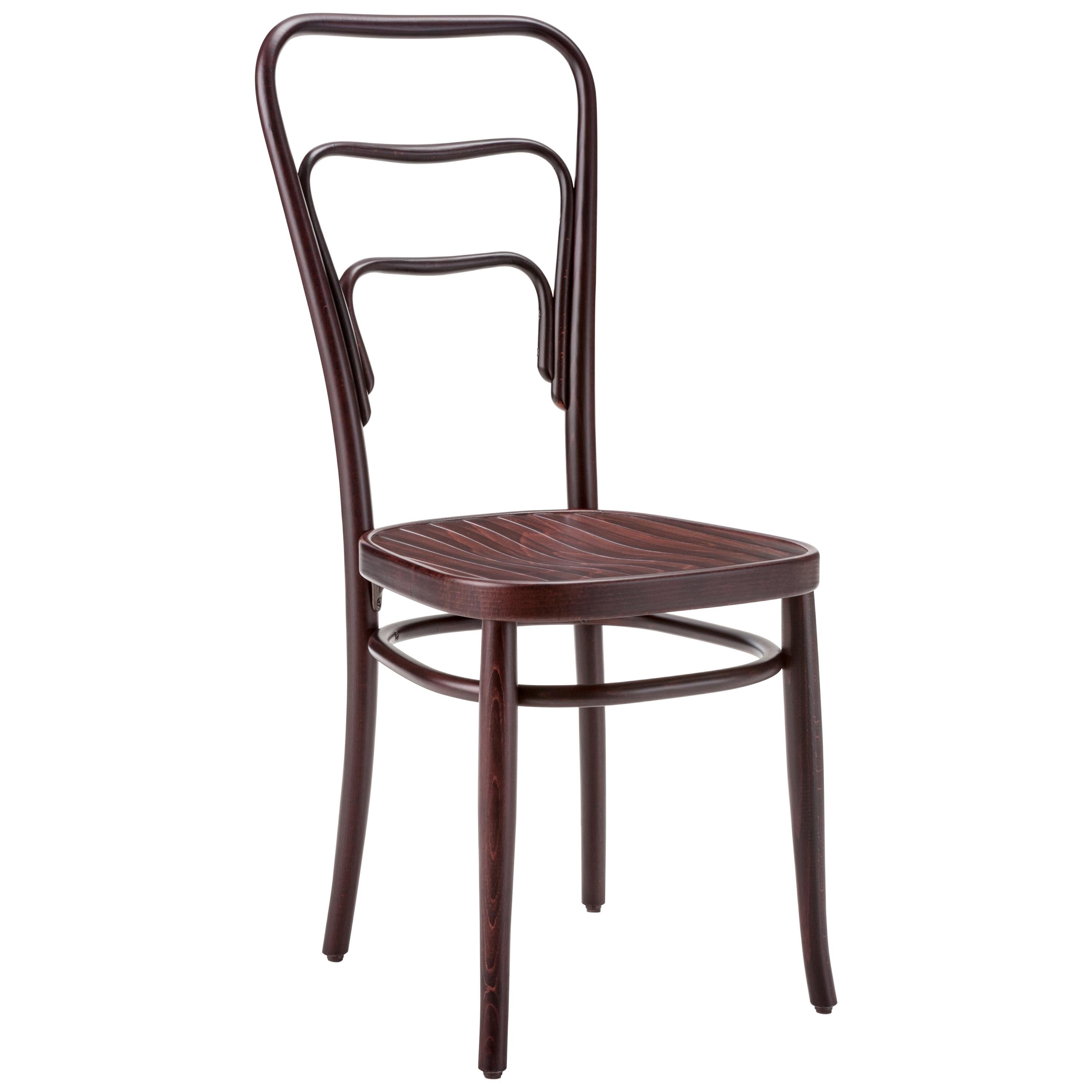 Gebrüder Thonet Vienna GmbH 144 Chair in Walnut with Strip Pattern Seat For Sale